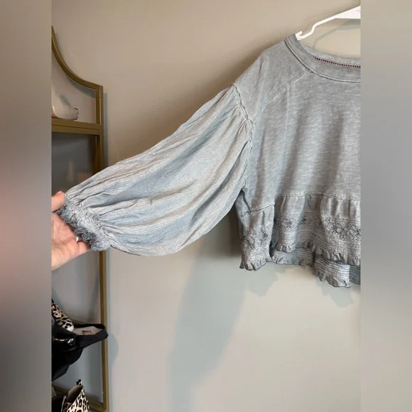 Anthropologie Pilcro Long-Sleeve Crop Babydoll Top - Picture 5 of 10